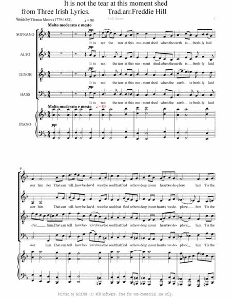 It Is Not The Tear At This Moment Shed Irish Traditional Words By Thomas Moore 1779 1852 Satb Choir Sheet Music