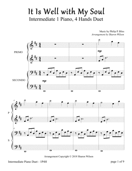 It Is Well 1 Piano 4 Hands Duet Sheet Music