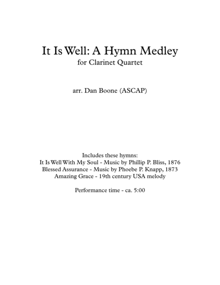 It Is Well A Hymn Medley Sheet Music