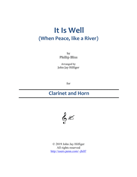 It Is Well For Clarinet And Horn Sheet Music