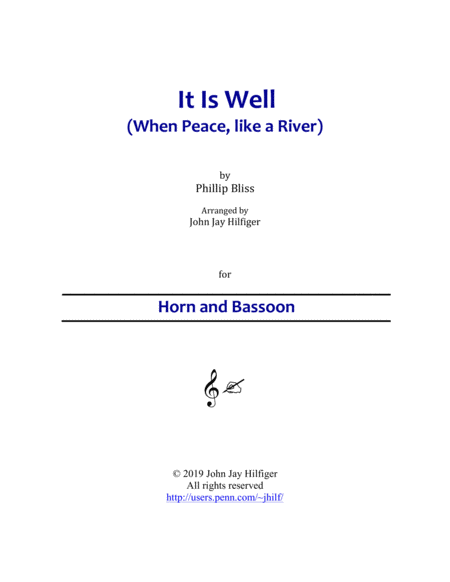 It Is Well For Horn And Bassoon Sheet Music