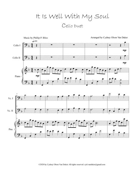 It Is Well With My Soul Cello Duet Sheet Music