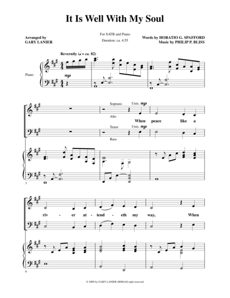 Free Sheet Music It Is Well With My Soul Choir And Pn With Choir Part