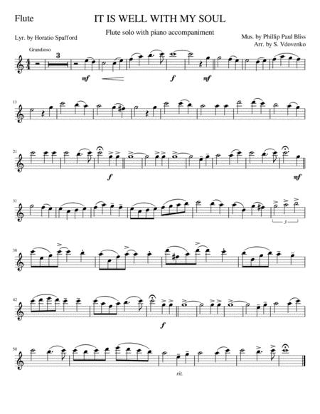 It Is Well With My Soul Flute Solo With Piano Accompaniment Sheet Music