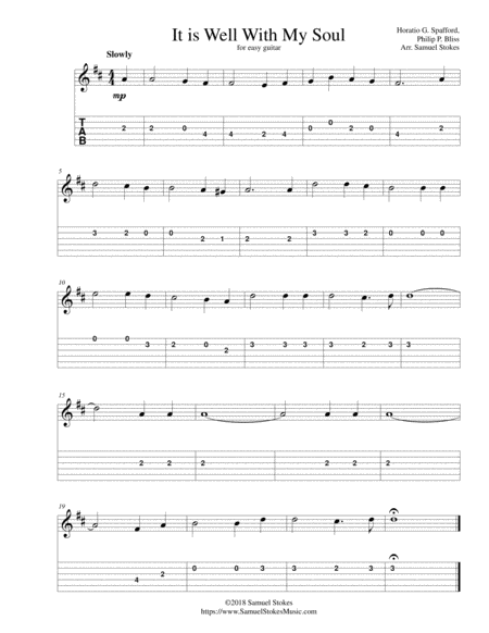 It Is Well With My Soul For Easy Guitar With Tab Sheet Music