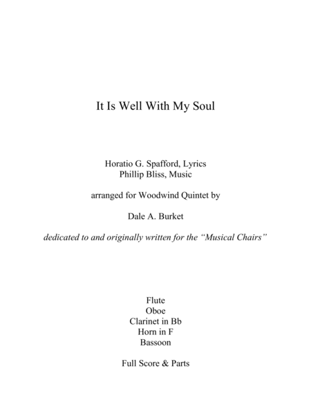 It Is Well With My Soul For Woodwind Quintet Sheet Music