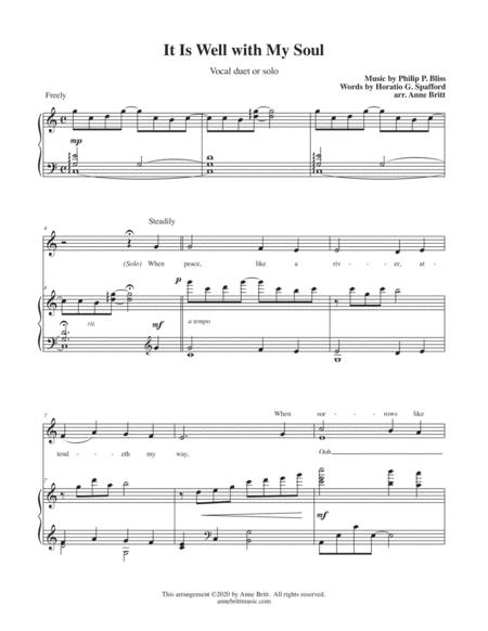 Free Sheet Music It Is Well With My Soul Vocal Duet Or Solo