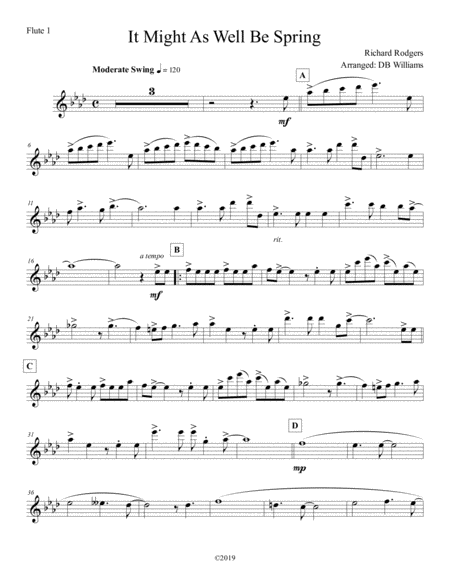 Free Sheet Music It Might As Well Be Spring Flute 1