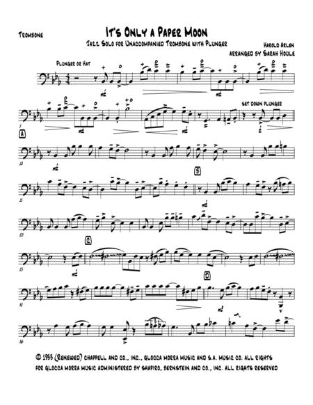 Free Sheet Music It Only A Paper Moon Jazz Solo For Unaccompanied Trombone With Plunger