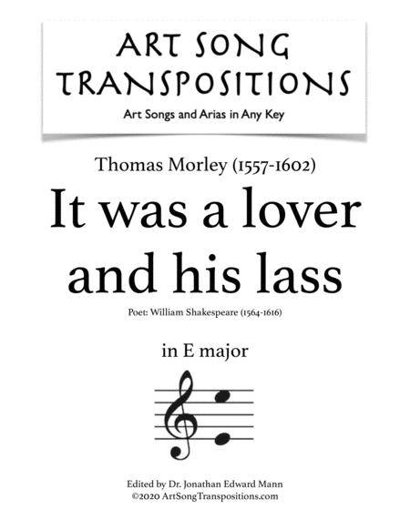 It Was A Lover And His Lass Transposed To E Major Sheet Music