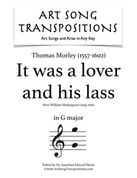 It Was A Lover And His Lass Transposed To G Major Sheet Music