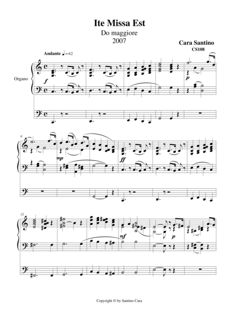 Free Sheet Music Ite Missa Est In C For Organ