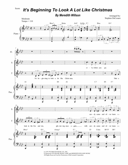Free Sheet Music Its Beginning To Look Like Christmas Duet For Soprano And Tenor Solo