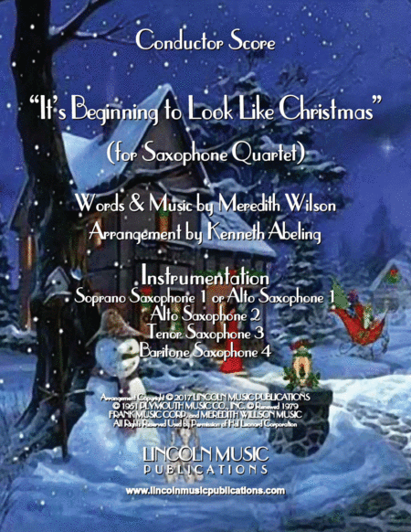 Its Beginning To Look Like Christmas For Saxophone Quartet Satb Or Aatb Sheet Music