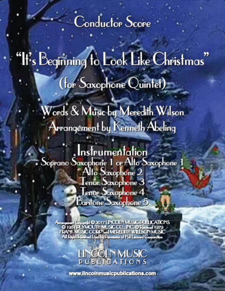 Its Beginning To Look Like Christmas For Saxophone Quintet Sattb Or Aattb Sheet Music