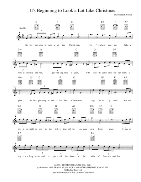 Free Sheet Music Its Beginning To Look Like Christmas Lead Sheet In C Major