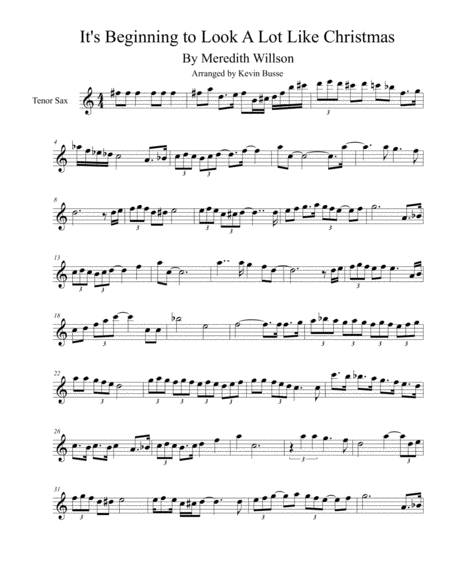 Free Sheet Music Its Beginning To Look Like Christmas Tenor Sax