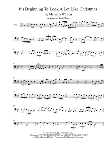 Its Beginning To Look Like Christmas Tuba Sheet Music