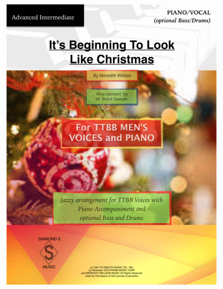 Free Sheet Music Its Beginning To Look Like Christmas Vocal Ttbb And Piano