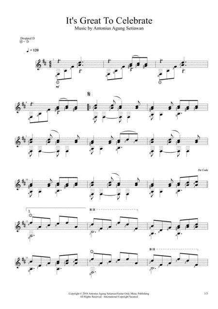 Its Great To Celebrate Solo Guitar Score Sheet Music