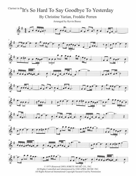 Its So Hard To Say Goodbye To Yesterday Clarinet Sheet Music