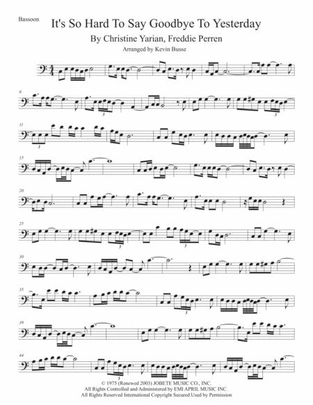 Its So Hard To Say Goodbye To Yesterday Easy Key Of C Bassoon Sheet Music