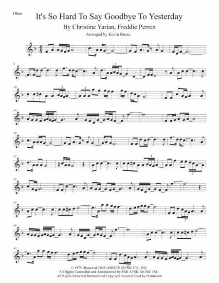 Its So Hard To Say Goodbye To Yesterday Easy Key Of C Oboe Sheet Music