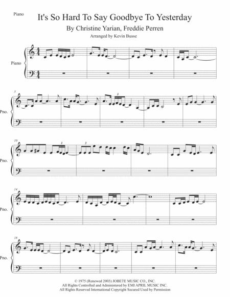 Its So Hard To Say Goodbye To Yesterday Easy Key Of C Piano Sheet Music