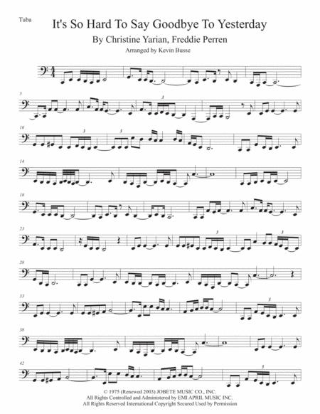 Its So Hard To Say Goodbye To Yesterday Easy Key Of C Tuba Sheet Music