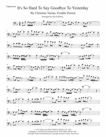 Its So Hard To Say Goodbye To Yesterday Euphonium Sheet Music