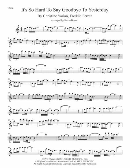 Free Sheet Music Its So Hard To Say Goodbye To Yesterday Original Key Oboe
