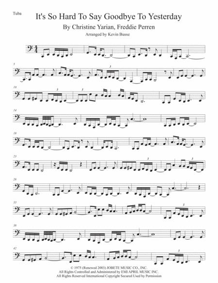 Free Sheet Music Its So Hard To Say Goodbye To Yesterday Original Key Tuba