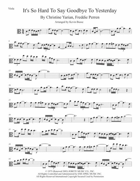 Free Sheet Music Its So Hard To Say Goodbye To Yesterday Original Key Viola
