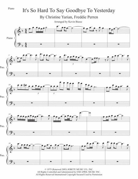 Free Sheet Music Its So Hard To Say Goodbye To Yesterday Piano