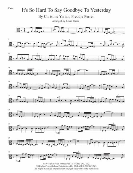 Its So Hard To Say Goodbye To Yesterday Viola Sheet Music