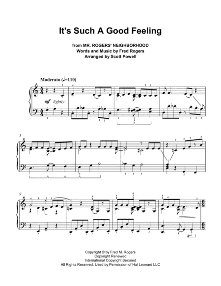 Its Such A Good Feeling From Mister Rogers Neighborhood Sheet Music