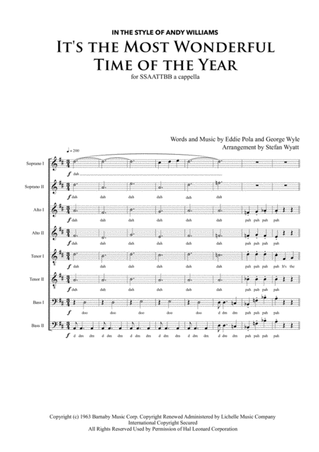 Its The Most Wonderful Time Of The Year For Satb Octet Sheet Music