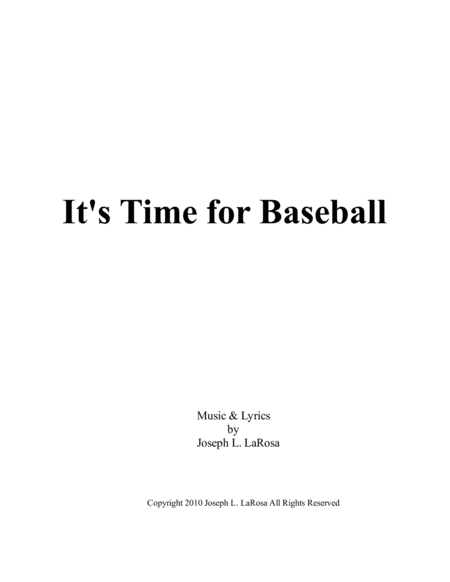 Its Time For Baseball Sheet Music