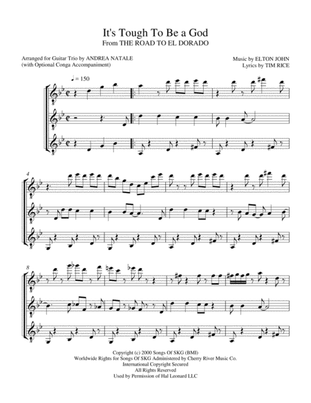 Its Tough To Be A God From The Road To El Dorado Sheet Music