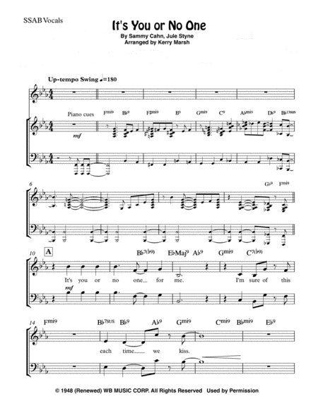 Free Sheet Music Its You Or No One