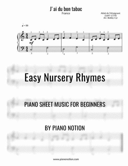 J Ai Du Bon Tabac Easy Piano Solo Sheet Music