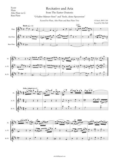 J Bach Recit And Aria From The Easter Oratorio Bwv 249 Flute Trio Flute Alto Flute In G And Bass Flute Sheet Music