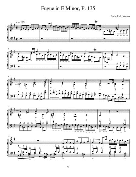 Free Sheet Music J Pachelbel Fugue In E Minor