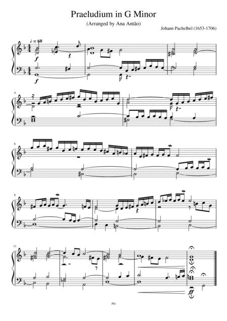 J Pachelbel Praeludium In G Minor Organ Sheet Music