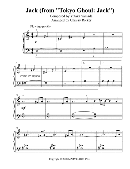 Jack From Tokyo Ghoul Jack Big Note Piano Sheet Music