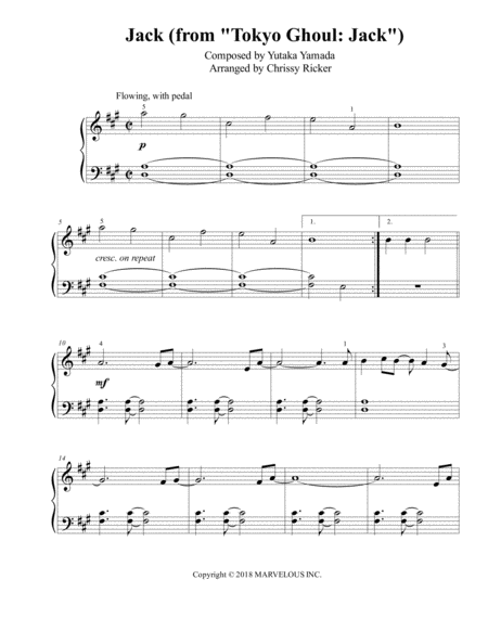 Jack From Tokyo Ghoul Jack Easy Piano Sheet Music