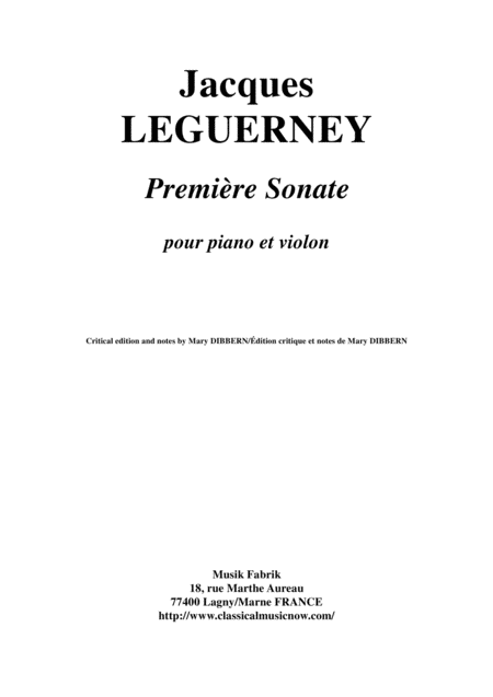 Jacques Leguerney Premire Sonate For Piano And Violin Sheet Music