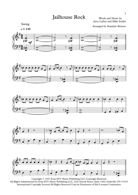 Free Sheet Music Jailhouse Rock