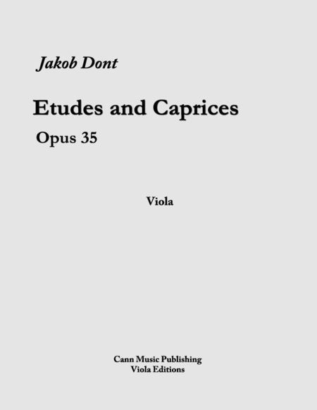 Jakob Dont 24 Etudes And Caprices Op 35 Transcribed For Viola Sheet Music