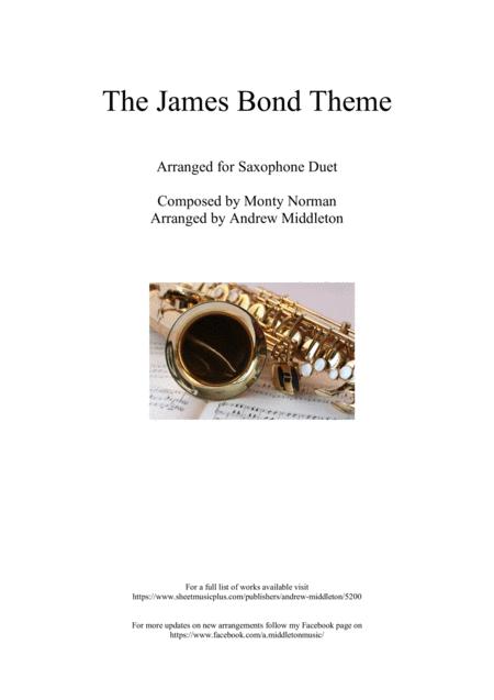 Free Sheet Music James Bond Theme Arranged For Saxophone Duet